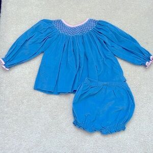Lullaby Set blue corduroy smocked swing set 4T